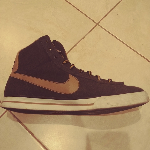 Dark Grey & Gold Nike High Tops - Picture 2 of 4